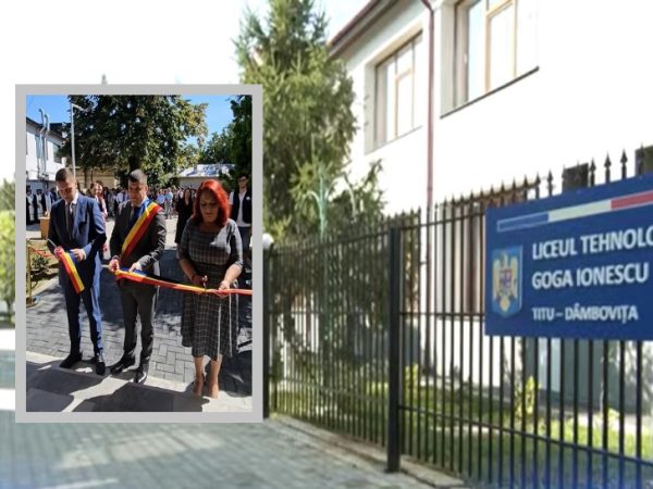 Titu: Inaugurări de tip comunist, la liceul tehnologic “Goga Ionescu”. Au adus copii din vacanță, înainte de reluarea școlii, la tăieri de panglică și “întrunire de partid”!